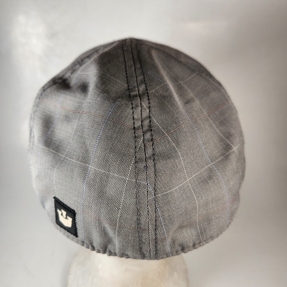 GOORIN Driving Flat Cap Hat Mens Medium Gray Wool Vintage Windowpane Plaid Lined - Picture 5 of 8